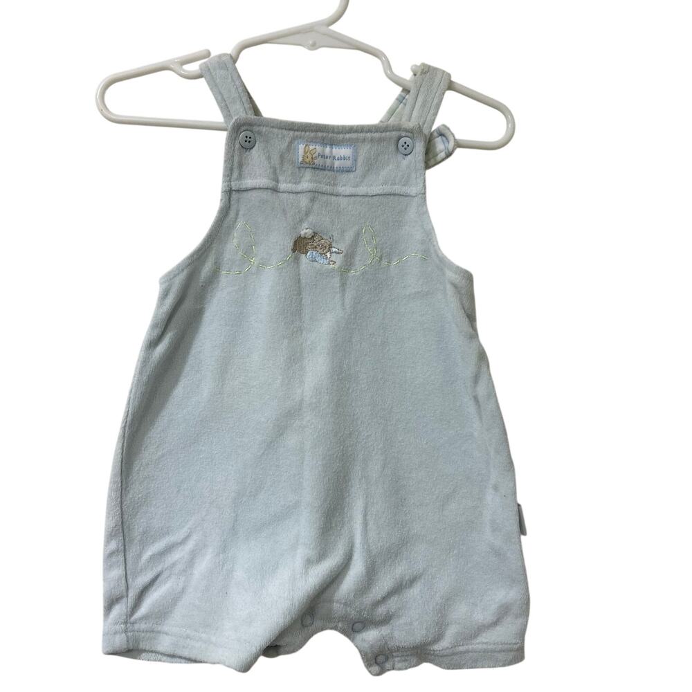 Peter Rabbit Vintage Baby Unisex Size 3-6 Months Blue Terry Cloth Overalls